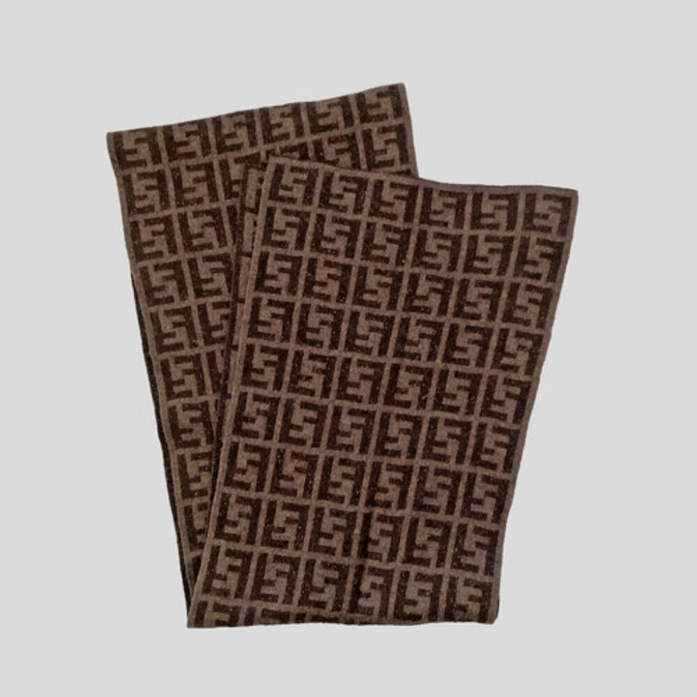 Fendi Brown Monogram FF Logo Wool Muffler Scarf Unisex - Picture 2 of 11